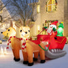 Inflatable Santa on sled with two reindeer, 7.2 feet long, featuring LED lights for festive outdoor decoration.