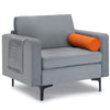 Modern Accent Chair with Bolster and Side Storage Pocket-Gray - Gallery View 1 of 10