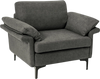 Gray modern fabric accent armchair with armrest cushions and ergonomic support, perfect for stylish and comfortable.