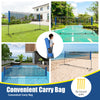 Adjustable 10-foot badminton net stand with portable carry bag, suitable for yard, beach, or poolside sports activities.