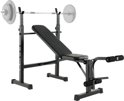 Costway Adjustable Weight Bench Barbell Rack Set w/ Weight Plate Post 46218597 New