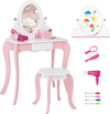 Pretend Kids Vanity Set with 360° Rotatable Mirror and Play Accessories
