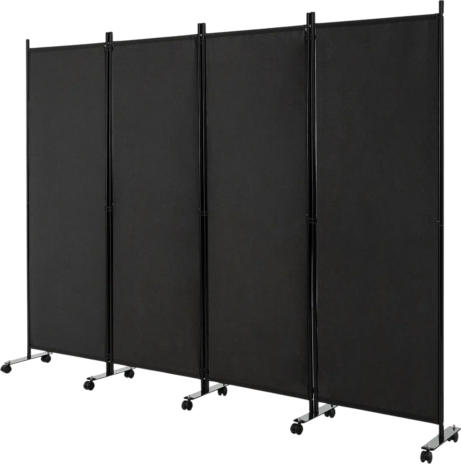Costway 4-Panel Folding Room Divider Privacy Screen w/ Lockable Wheels 31487659 New