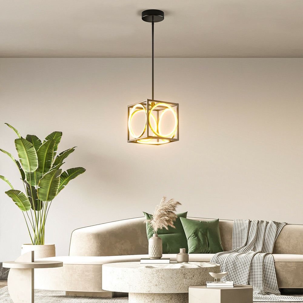 Modern LED Pendant Light with 42 Inches Adjustable Suspender-Black - Gallery View 1 of 12