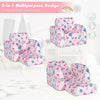 3-in-1 convertible kids sofa bed in pink with flamingo patterns, designed for lounging, reading, and playing.