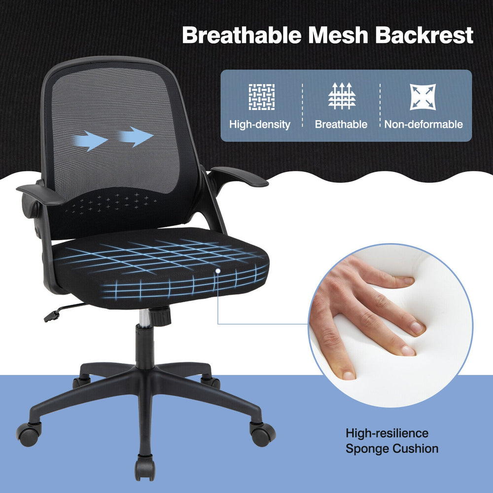 Adjustable mesh office chair featuring a breathable backrest and thick sponge cushion for ergonomic support and comfort.