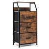 Freestanding cabinet dresser with wooden top, featuring 3 large folding drawers and 2-layer shelf for versatile storage.