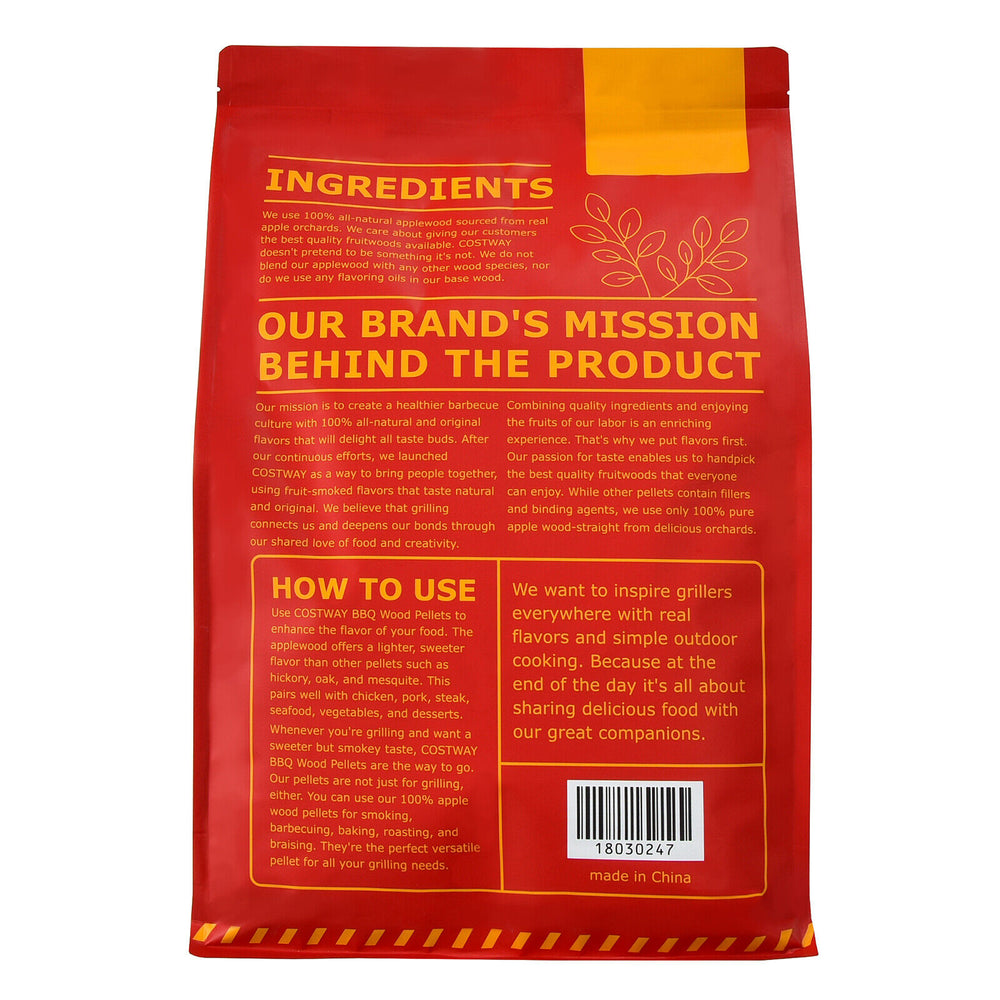 20 pounds of 100% natural apple wood pellets for pellet grills, ideal for adding fruity flavor to grilled foods.