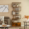 6-Tier S-Shaped Freestanding Bookshelf with Cabinet and Doors-Coffee - Gallery View 1 of 10