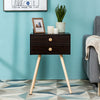 Mid Century Modern 2 Drawers Nightstand in Natural-Coffee - Gallery View 1 of 11