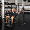 Adjustable weight bench with barbell rack set, featuring heavy-duty metal structure and foam padding for comfort during.