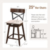 25-inch wooden swivel bar stool with cushioned seat and open X back, ideal for kitchen islands and home bars.