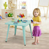 Kids square steel table in blue, 27 inches, sturdy design with round corners, perfect for playroom or nursery.