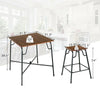 Square bar table set with 4 backless stools in rustic brown, featuring sturdy MDF and steel construction for dining.