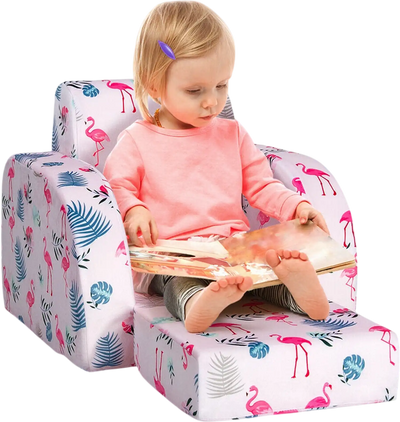 Costway 3-in-1 Convertible Kid Sofa Bed Flip-Out Chair Lounger Pink 14205937 New