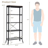 Industrial 5-layer bookshelf with rustic brown finish, featuring adjustable foot pads and anti-toppling device for.