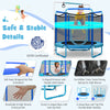 5ft kids trampoline with enclosure net, adjustable bar, and cat-shape rings for safe indoor and outdoor fun.