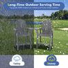 Gray HDPE tall Adirondack chair set with middle tray, designed for outdoor use in various weather conditions.