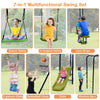 7-in-1 outdoor swing set featuring U-shaped swing, slide, and monkey bars, perfect for backyard fun for kids aged 3-10.