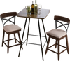 Set of 2 wooden swivel bar stools with cushioned seats and open X backs, perfect for kitchen islands or home bars.