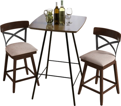 Costway Set of 2 Wooden Swivel Bar Stools Cushioned Seat X Back 25
