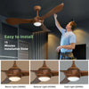 52-inch ceiling fan with light in walnut finish, featuring reversible DC motor and remote control for versatile airflow.