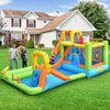 Bright 8-in-1 inflatable water slide bounce house with climbing wall and splash pool, perfect for outdoor play and.