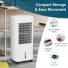 3-in-1 evaporative air cooler in white with adjustable airflow, 5L water tank, and universal wheels for easy mobility.
