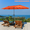 15 Feet Patio Double-Sided Umbrella with Hand-Crank System-Orange - Gallery View 1 of 10