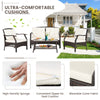 4-piece outdoor rattan conversation set with soft cushions, ergonomic design, and durable protective cover for.