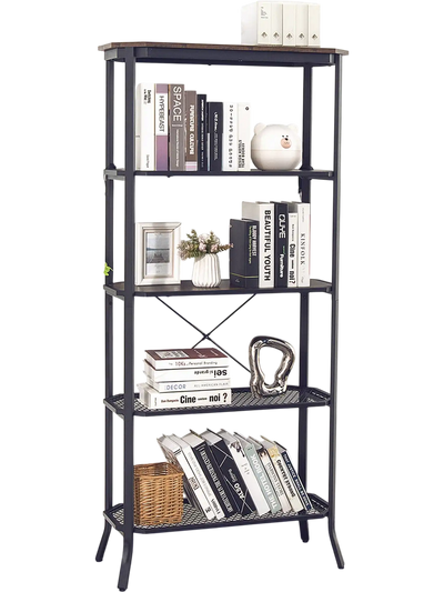 Costway Industrial 5-Layer Bookshelf Rustic Brown 03145762 New