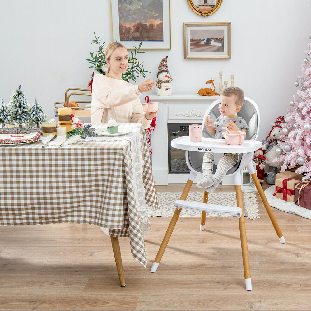 4-in-1 Convertible Baby High Chair Infant Feeding Chair with Adjustable Tray-Gray - Gallery View 1 of 10