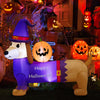 Inflatable 5-foot Halloween dachshund dog with pumpkin, featuring glowing LED lights for festive outdoor decoration.