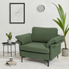 Modern Fabric Accent Armchair with Original Distributed Spring and Armrest Cushions-Army Green - Gallery View 1 of 9