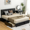 Full/Queen PU Leather Upholstered Platform Bed with 4 Drawers-Full Size - Gallery View 1 of 10