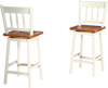 Set of 2 vintage swivel bar stools with 360° rotation, solid rubberwood frame, ideal for kitchen or dining areas.