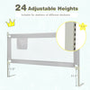 Toddler bedrail in gray with 24 adjustable heights and anti-collision cotton for safety, ideal for various mattress.