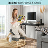 Ergonomic gray kneeling chair with curved base for rocking, promoting upright posture and comfort for home or office.