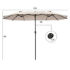 15-foot double-sided patio umbrella in beige with a hand-crank system, ideal for creating a large shaded area outdoors.