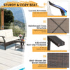 4-piece outdoor rattan conversation set featuring mixed brown PE rattan, ergonomic armrests, and soft cushions for.