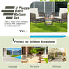 3-piece patio rattan furniture set with cushioned sofas and wood table top, perfect for outdoor relaxation by the.