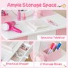 Kids vanity set featuring a spacious tabletop, 360° rotatable mirror, and practical drawer for organized play.
