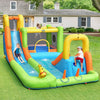 Kids enjoying the inflatable water slide bounce house with climbing wall and splash pool, perfect for summer playdates.