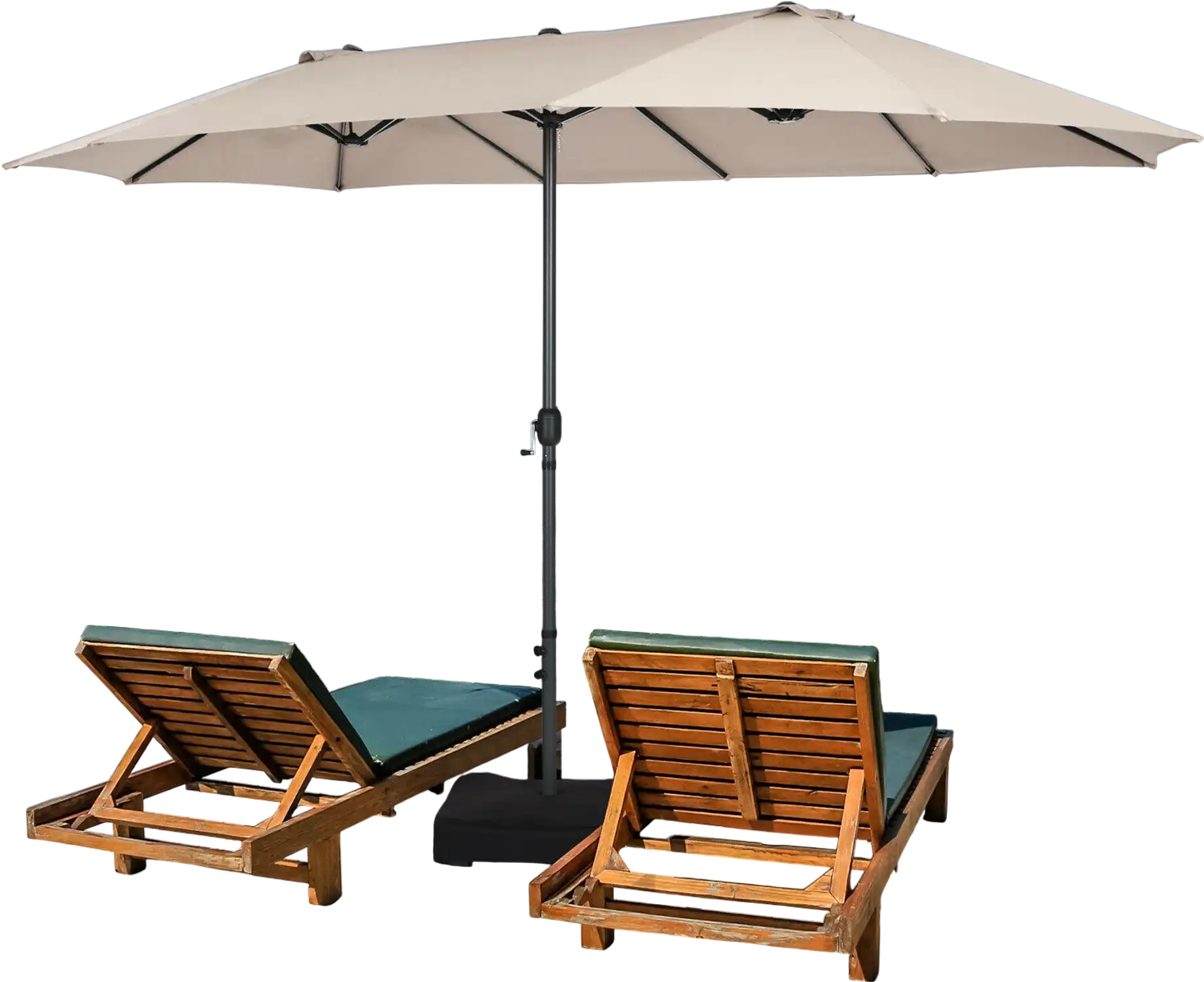 Costway 15' Patio Double-Sided Umbrella Hand-Crank Beige 71253064 New