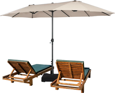 Costway 15' Patio Double-Sided Umbrella Hand-Crank Beige 71253064 New