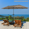 15 Feet Patio Double-Sided Umbrella with Hand-Crank System-Brown - Gallery View 1 of 10