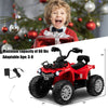 Red 12V kids ride-on ATV with oversized wheels, headlights, and MP3 for ages 3-8, perfect for outdoor fun.