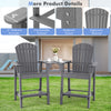 Tall gray HDPE Adirondack chairs with ergonomic backrest and middle tray, perfect for balcony or poolside relaxation.