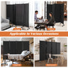 4-panel folding room divider in black with lockable wheels, ideal for home, office, and hospital privacy solutions.