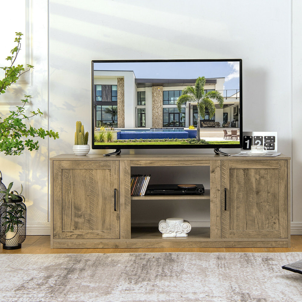 TV Stand with Double Barn Doors for TVs up to 65 Inch-Natural - Gallery View 1 of 9